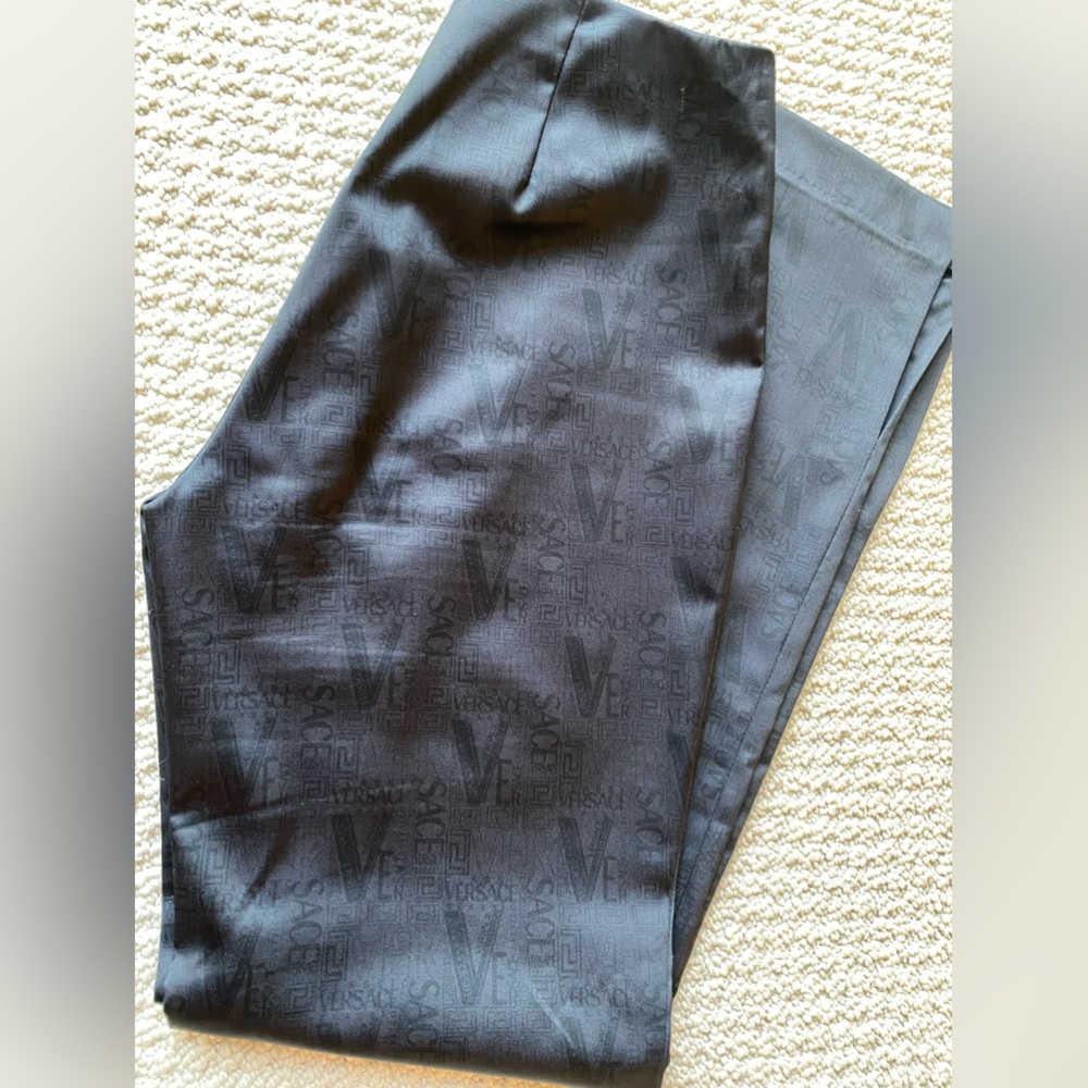 Versace wide leg logo pants split open ankle women 27